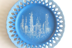Plate 2, 2013, acrylic on ceramic, 22 x 22 cm